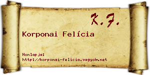 Korponai Felícia névjegykártya